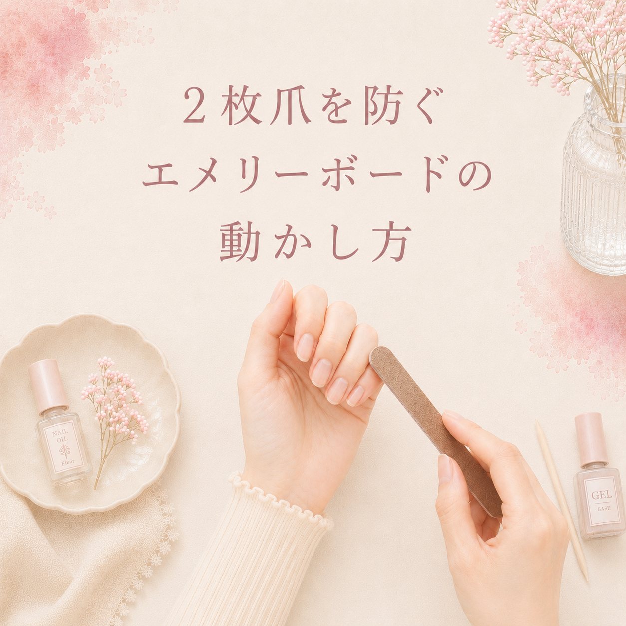二枚爪を防ぐ！エメリーボードの動かし方