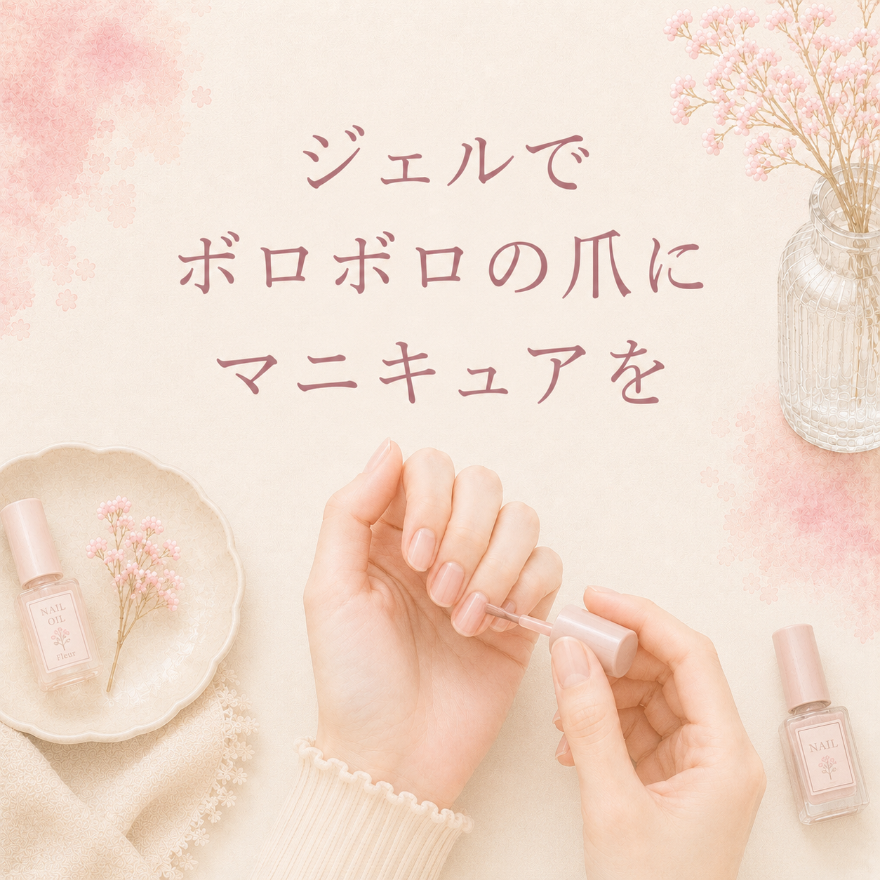 ジェルでボロボロの爪に、マニキュアを！