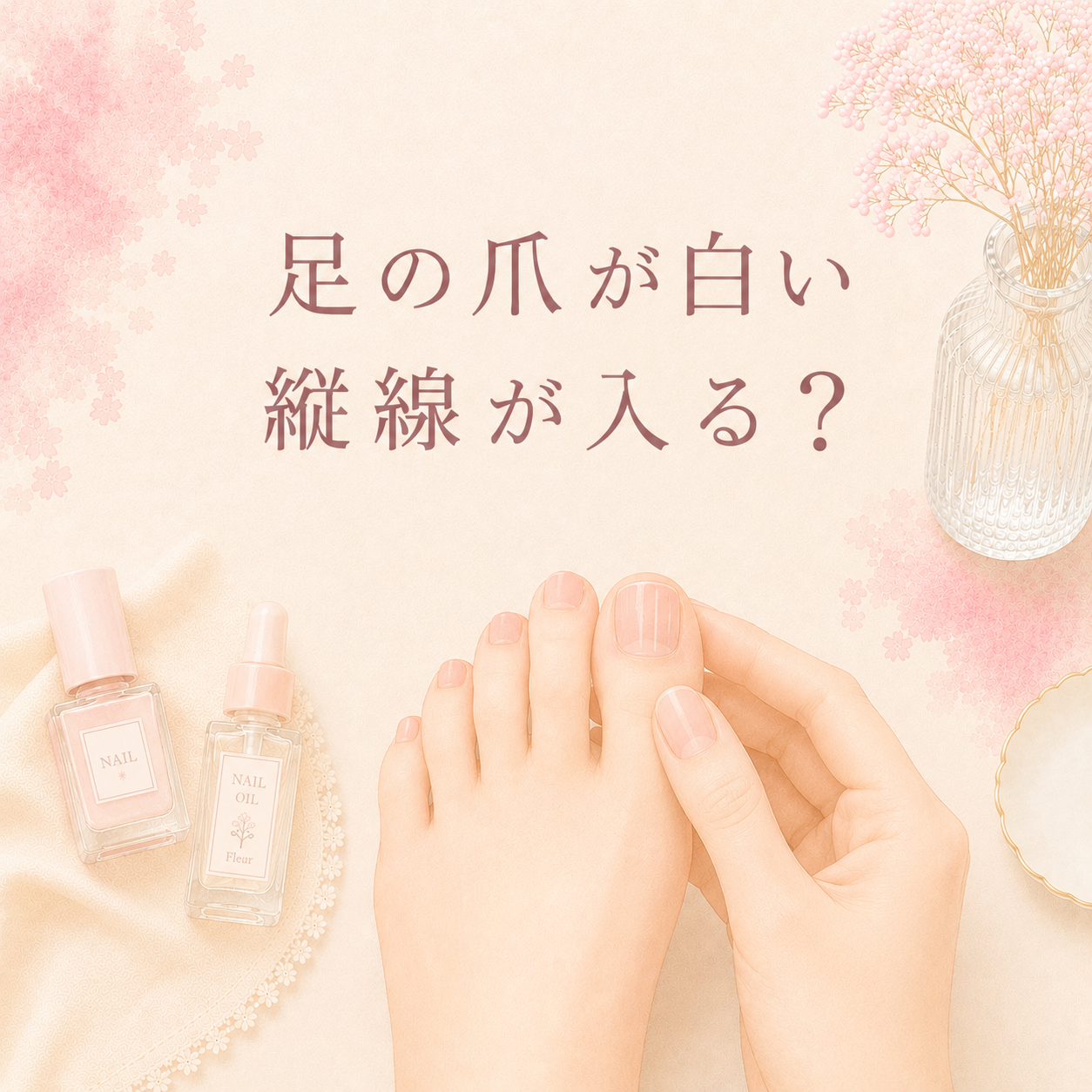 足の爪が白い・縦線が入る？自宅でできる優しいネイルケア