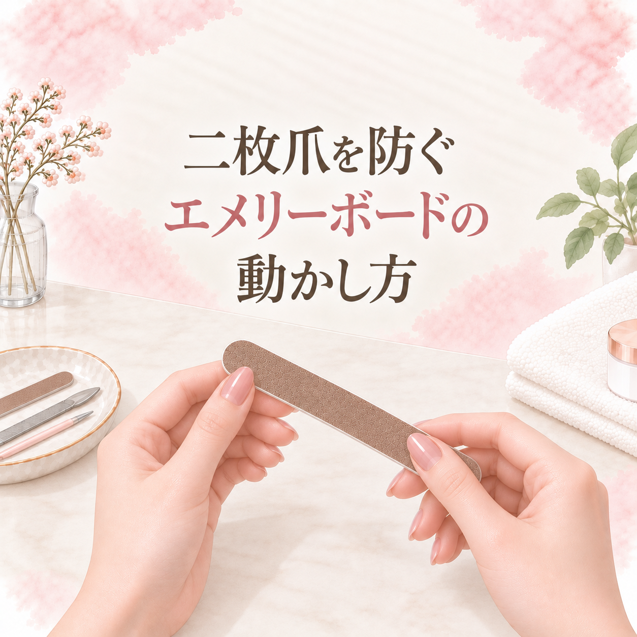 二枚爪を防ぐ！エメリーボードの動かし方と削り方のコツ