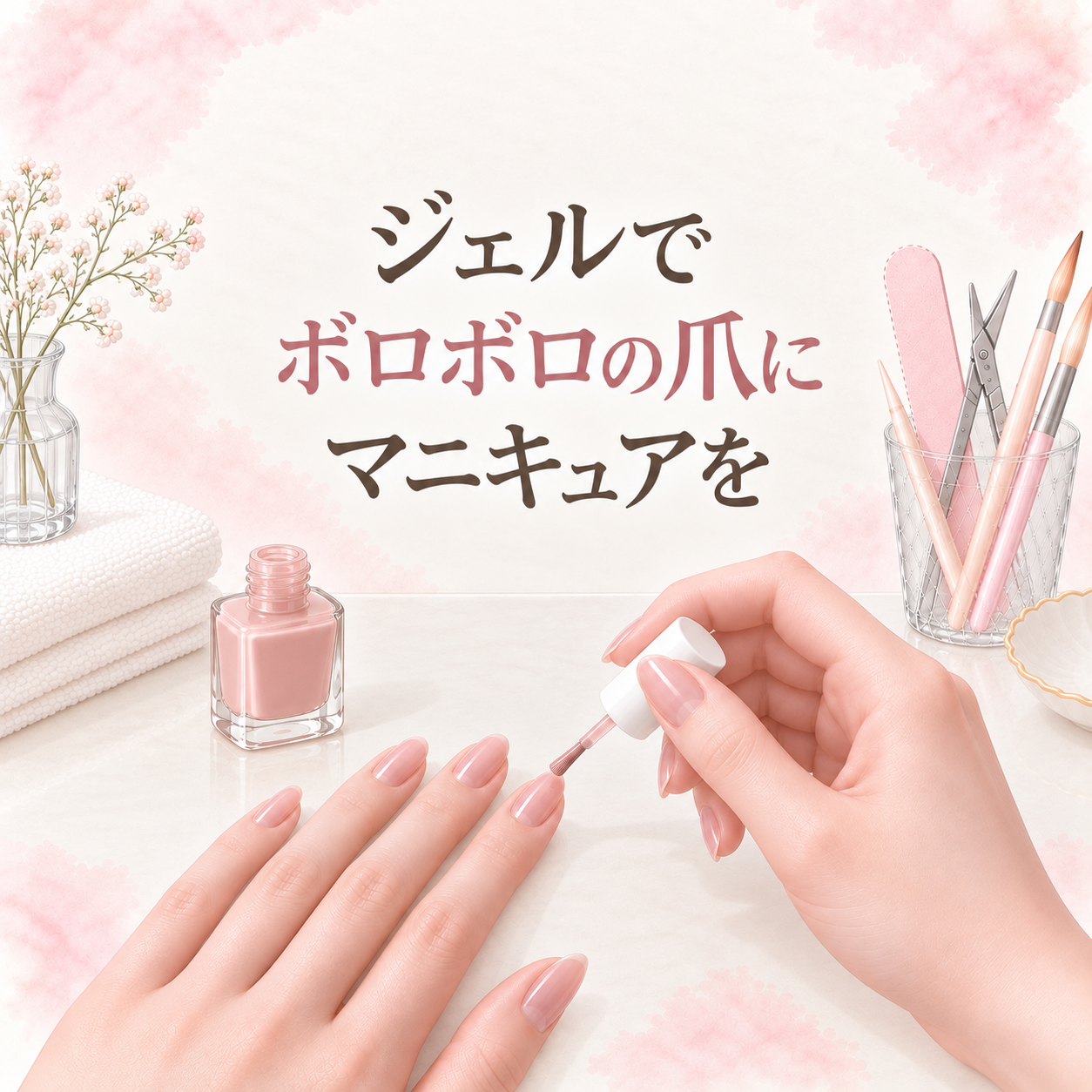 ジェルでボロボロの爪に、マニキュアを！