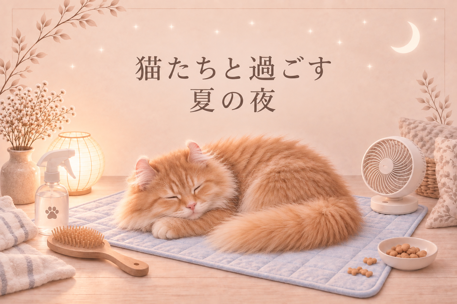猫たちと過ごす夏の夜