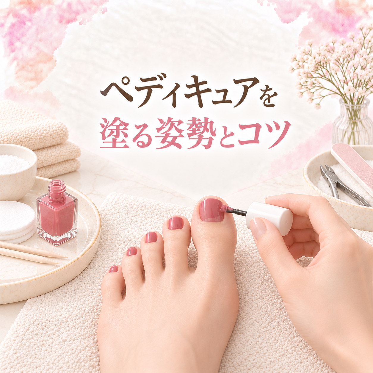 ペディキュアを塗る姿勢｜塗りやすくするコツ