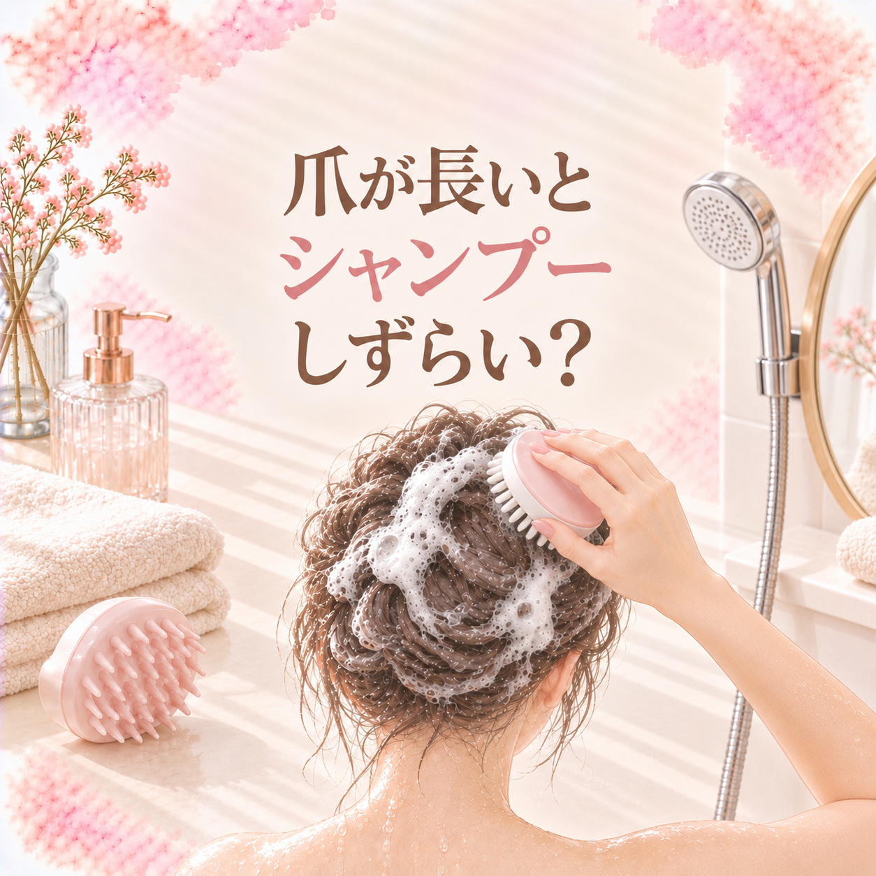 爪が長いとシャンプーしづらい？ネイルを守る洗い方